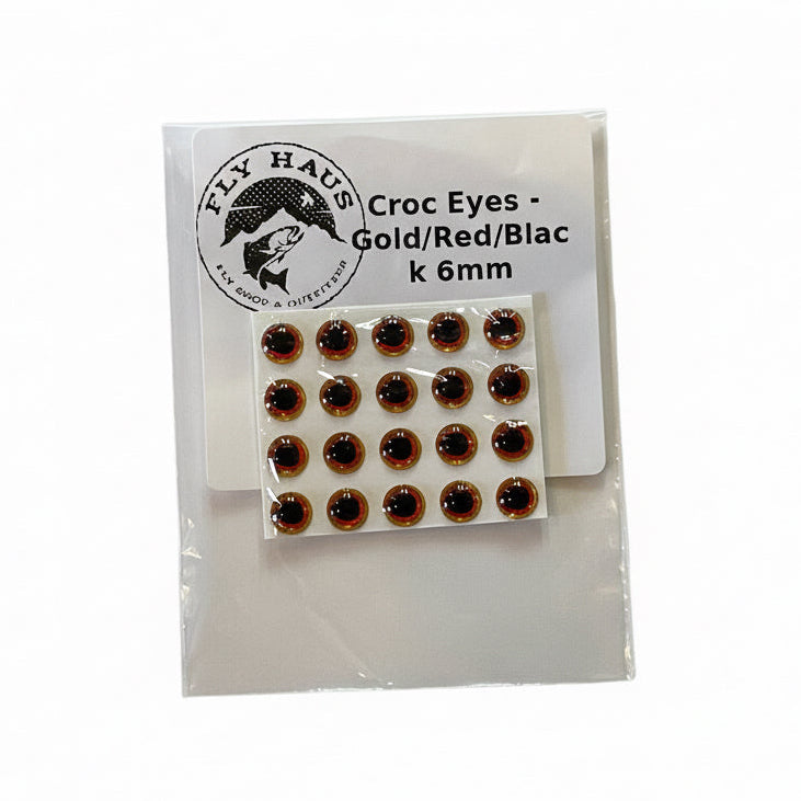 Croc Eyes - Gold/Red/Black 6mm