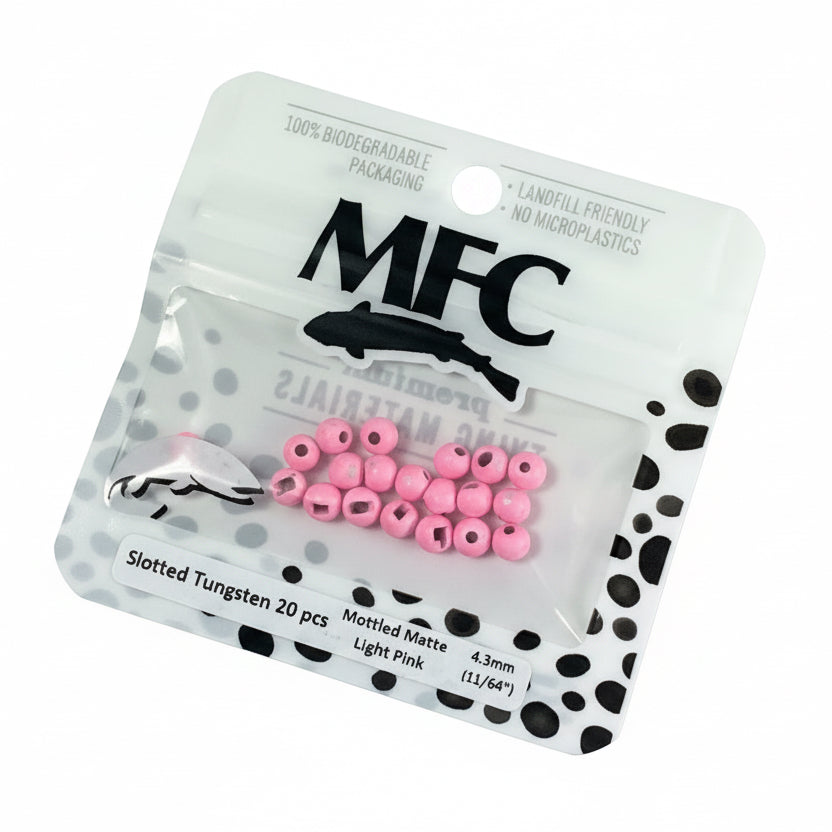 MFC - Slotted Tungsten Beads Mottled Matte Light Pink 4.3mm