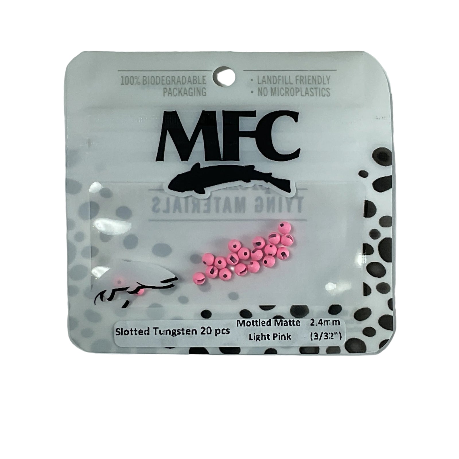MFC - Slotted Tungsten Beads Mottled Matte Light Pink 2.4mm
