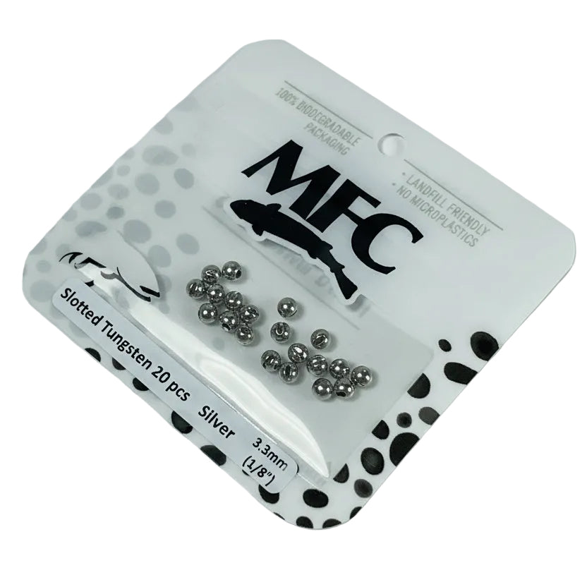 MFC - Slotted Tungsten Beads Silver 3.3mm (1/8)