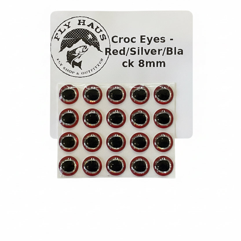 Croc Eyes - Red/Silver/Black 8mm