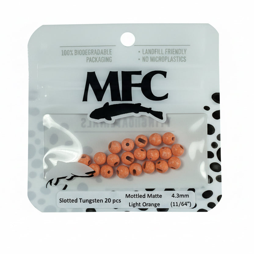 MFC - Slotted Tungsten Beads Mottled Matte Light Orange 4.3mm
