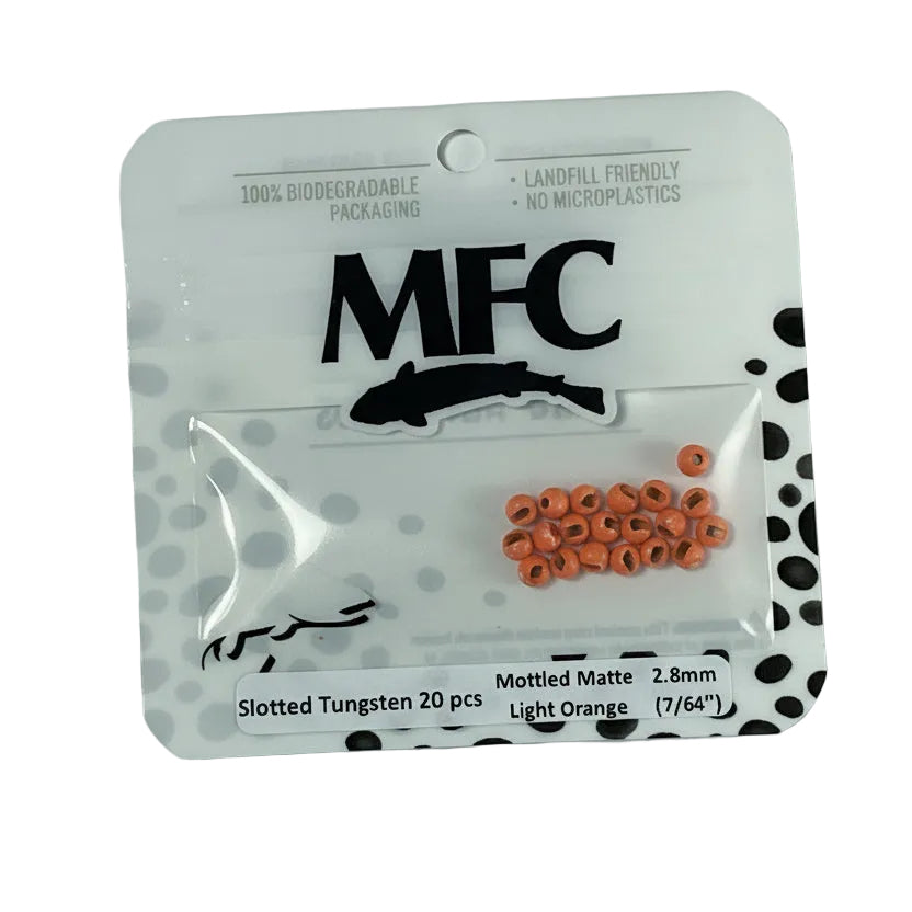 MFC - Slotted Tungsten Beads Mottled Matte Light Orange 2.8mm