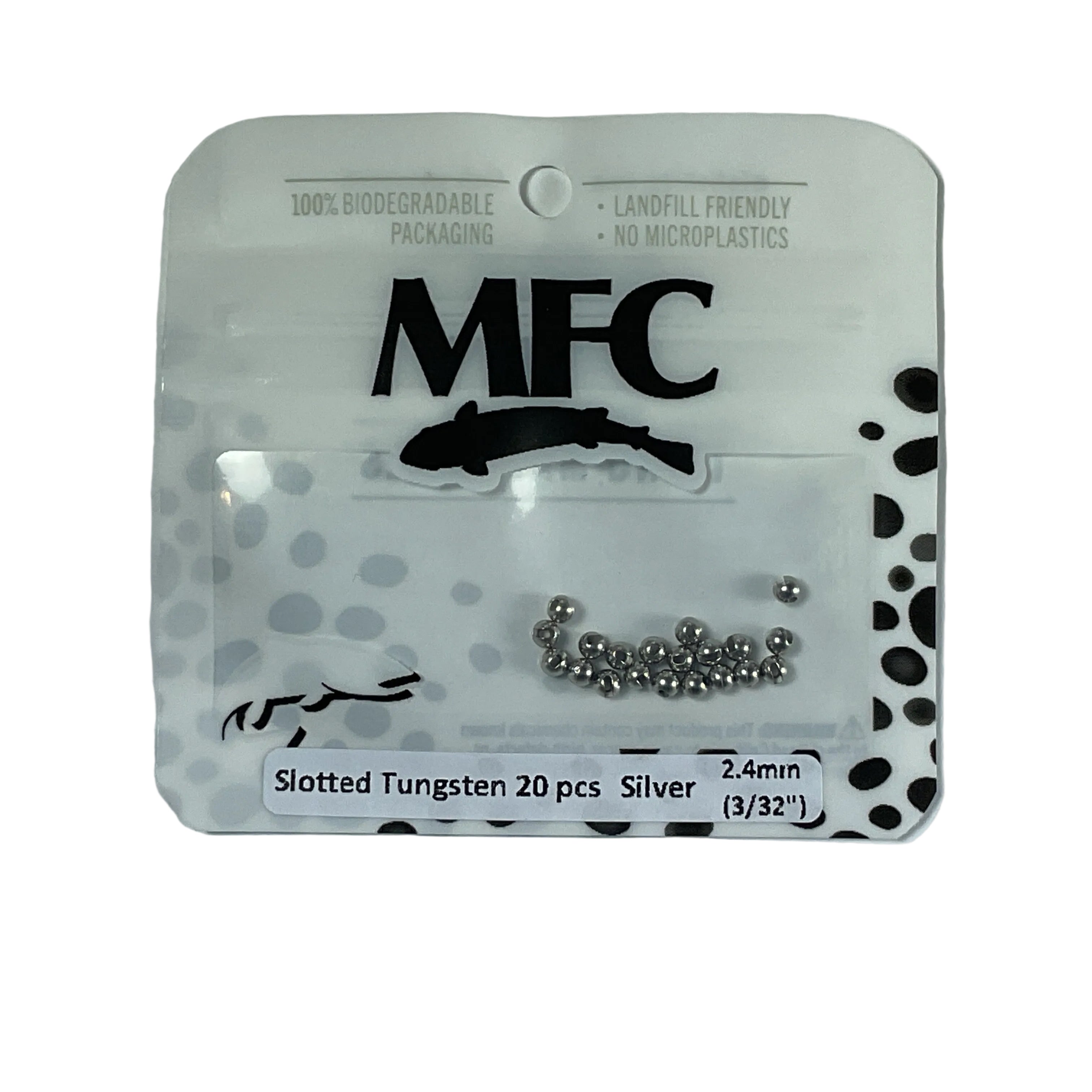 MFC - Slotted Tungsten Beads Silver 2.4mm (3/32)