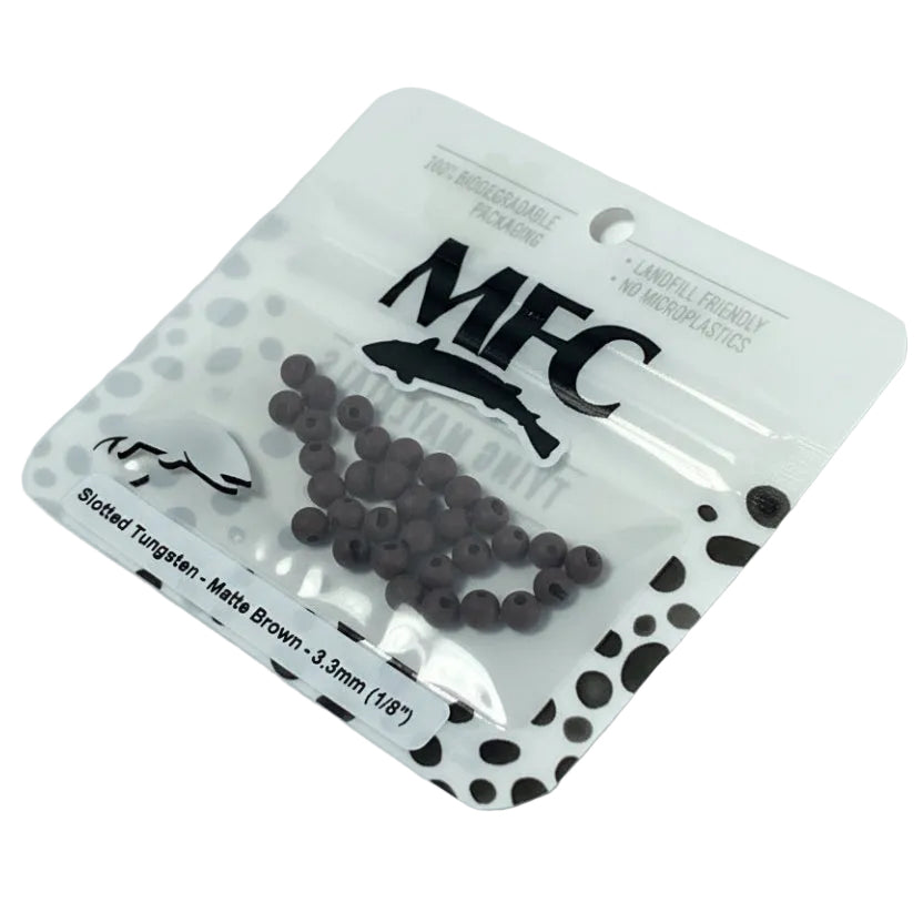 MFC - Slotted Tungsten Beads Matte Brown 3.3mm (1/8)