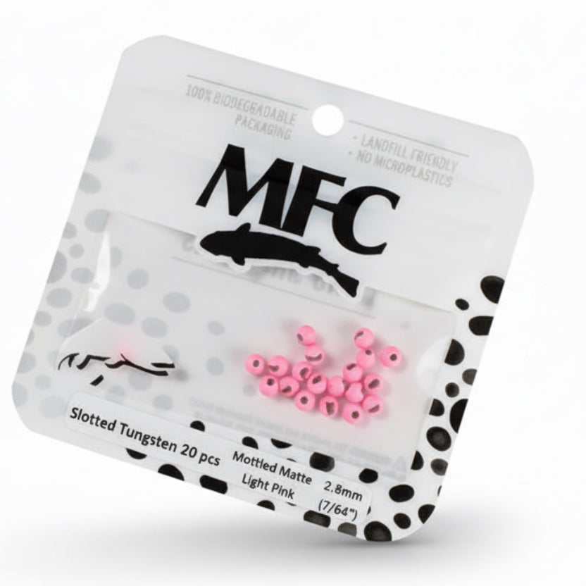 MFC - Slotted Tungsten Beads Mottled Matte Light Pink 2.8mm