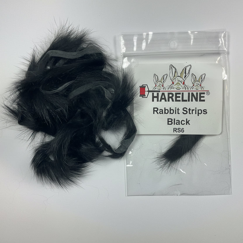 Hareline - Rabbit Strips Black